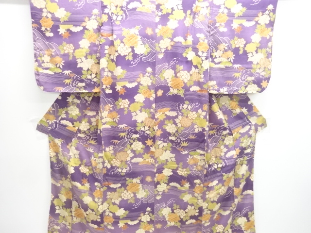 JAPANESE KIMONO / ANTIQUE NISHIKI KIMONO FOR SUMMER FLORAL PATTERN KIM